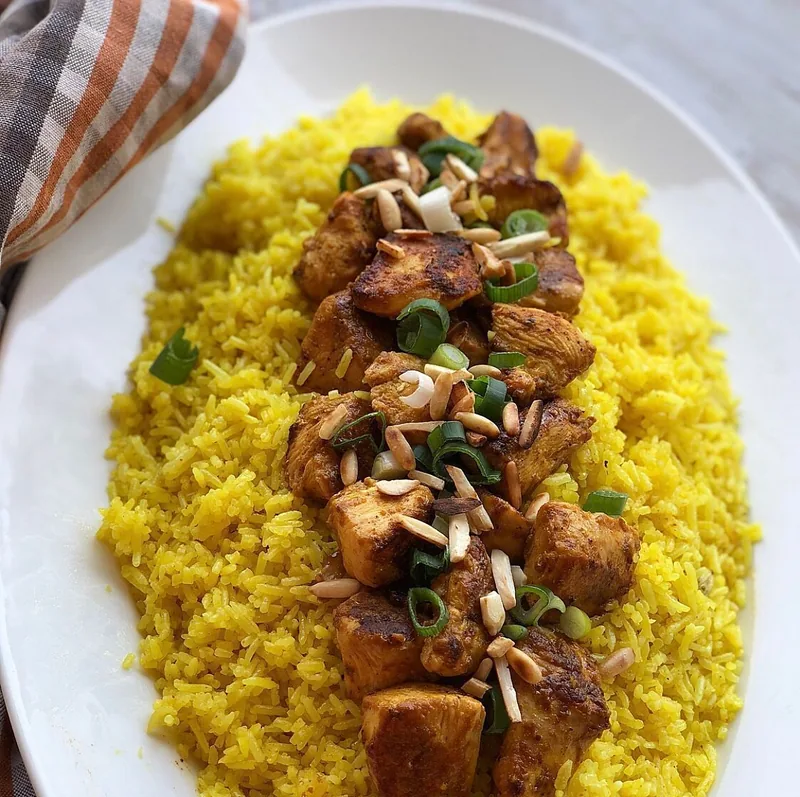 أرز بسمتي مع شيش طاووق