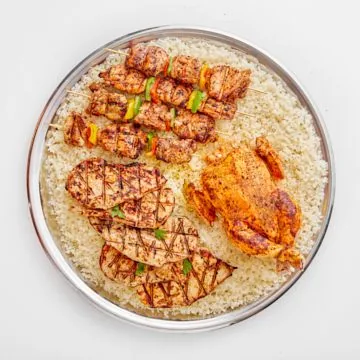 صنية فرخة محشية، نص شيش و نص فيليه