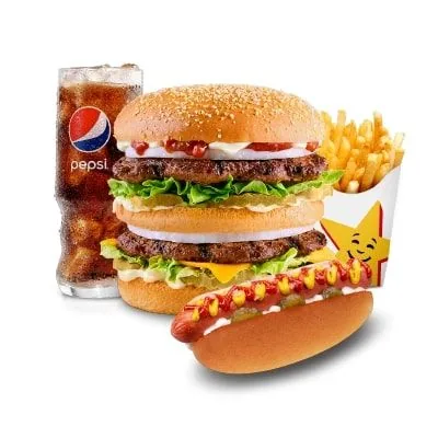 دبل هاردي بيف كومبو زائد ساندويتش هوت دوج